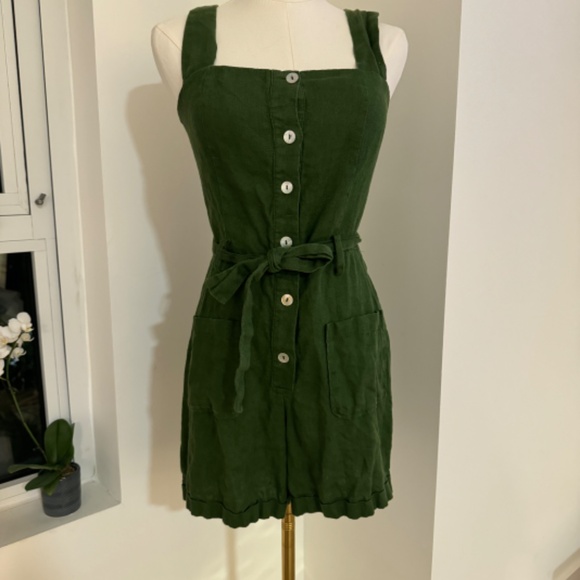 Green Linen Romper - XS - Picture 6 of 7